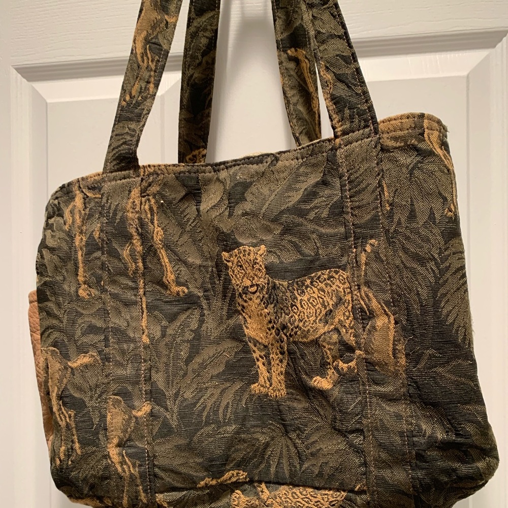 Knitting /all purpose bag from Hillside Bags.  Animal print, suede accents.
